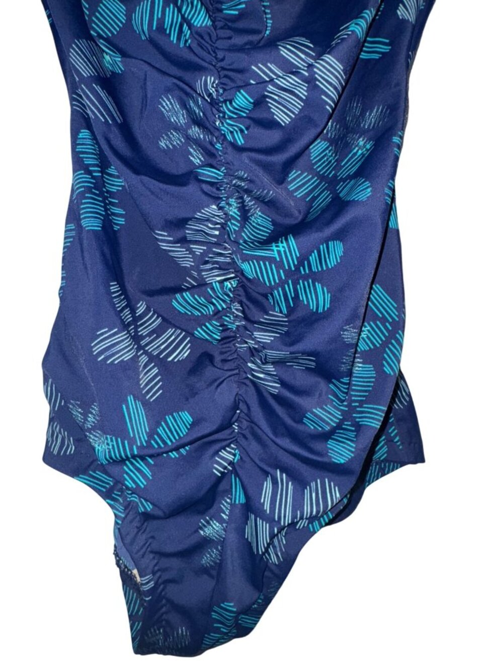 One-Piece Maxine Swimsuit With Ruched Front & Tropical Print Blue & Teal Womens - Picture 5 of 10